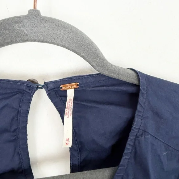 Free People Carmen Tee Navy Blue Midi Dress Open Back Size Medium - Picture 4 of 9